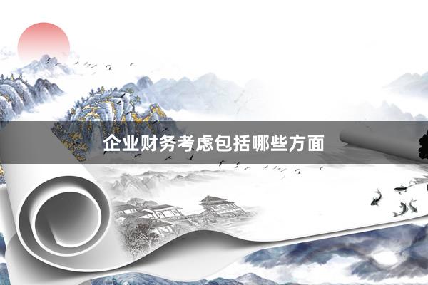企业财务考虑包括哪些方面