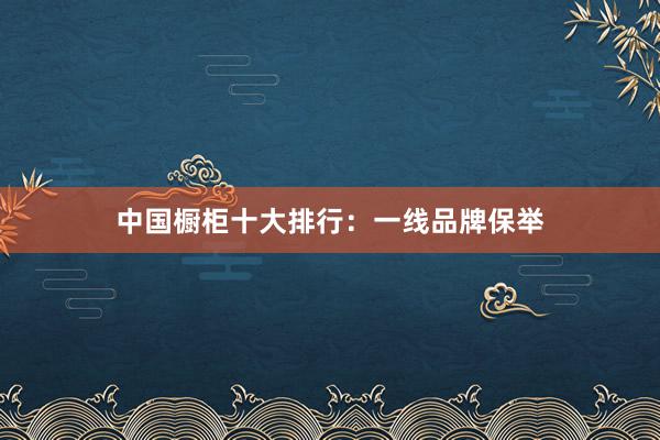 中国橱柜十大排行：一线品牌保举